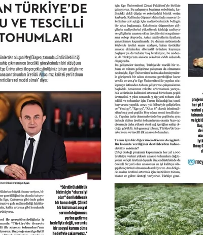 Marketing Türkiye / Mey Diageo'dan Türkiye'de Ticarete Konu ve Tescilli İlk Anason Tohumları