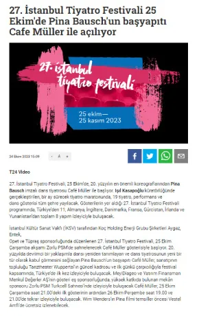 t24.com.tr / 27. İstanbul Tiyatro Festivali 25 Ekim'de Pina Bausch'un başyapıtı Cafe Müller ile açılıyor