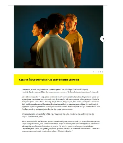 artfulliving.com.tr / Kadar’ın İlk Oyunu “Eksik” 25 Ekim’de Baba Sahne’de