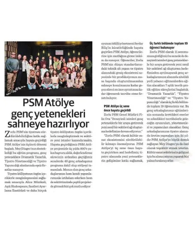 Dünya / PSM Atölye genç yetenekleri sahneye hazırlıyor