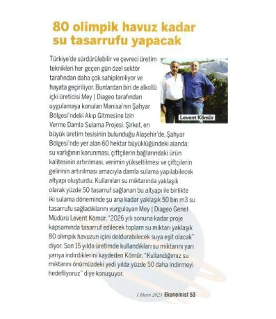Ekonomist / 80 olimpik havuz kadar su tasarrufu yapacak